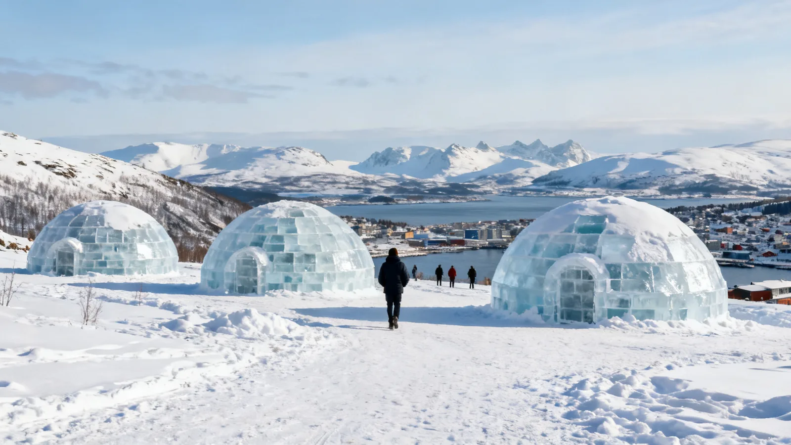Snow-covered domes in a winter landscape