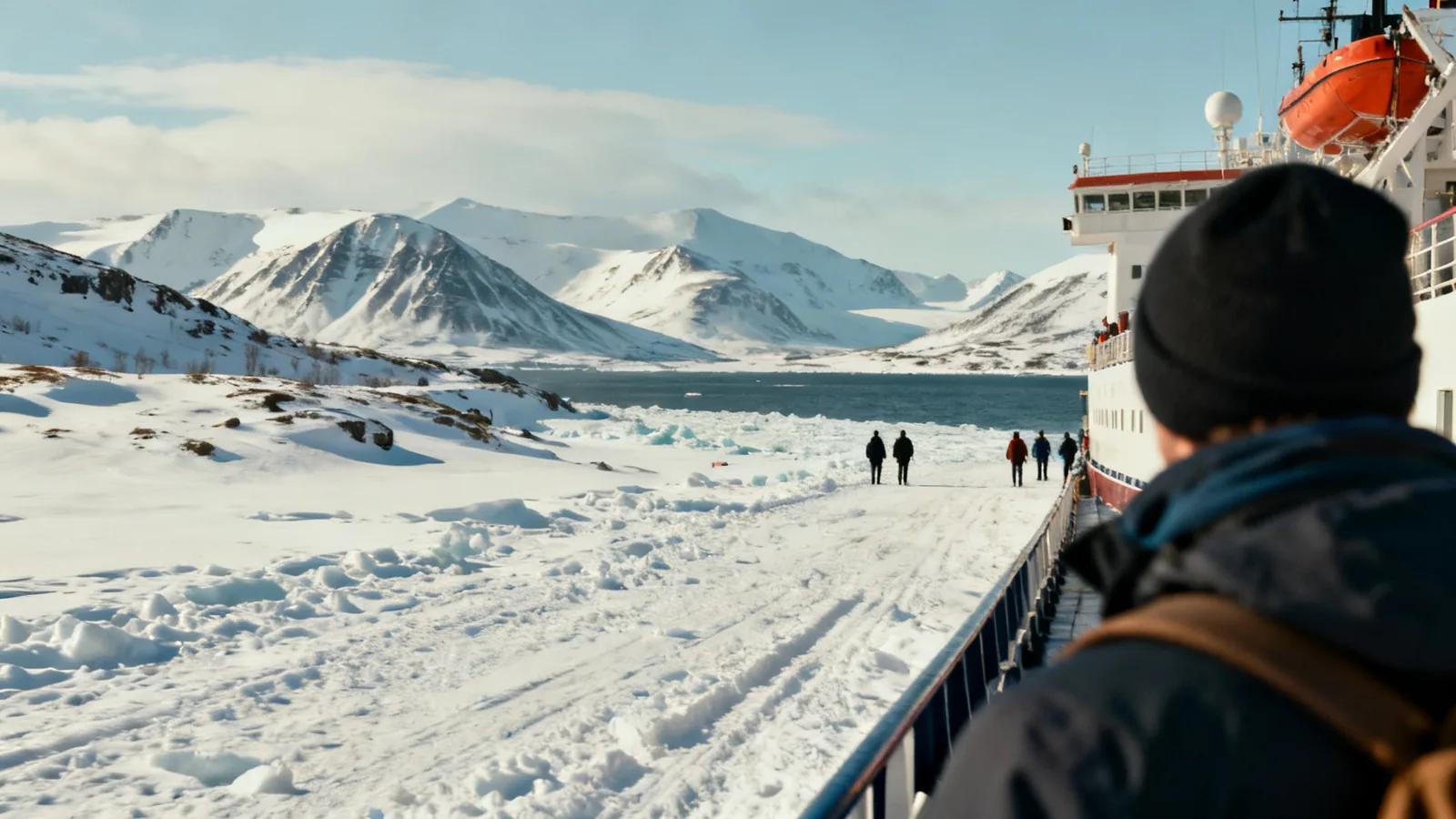 An Arctic shore viewed from a passenger ship